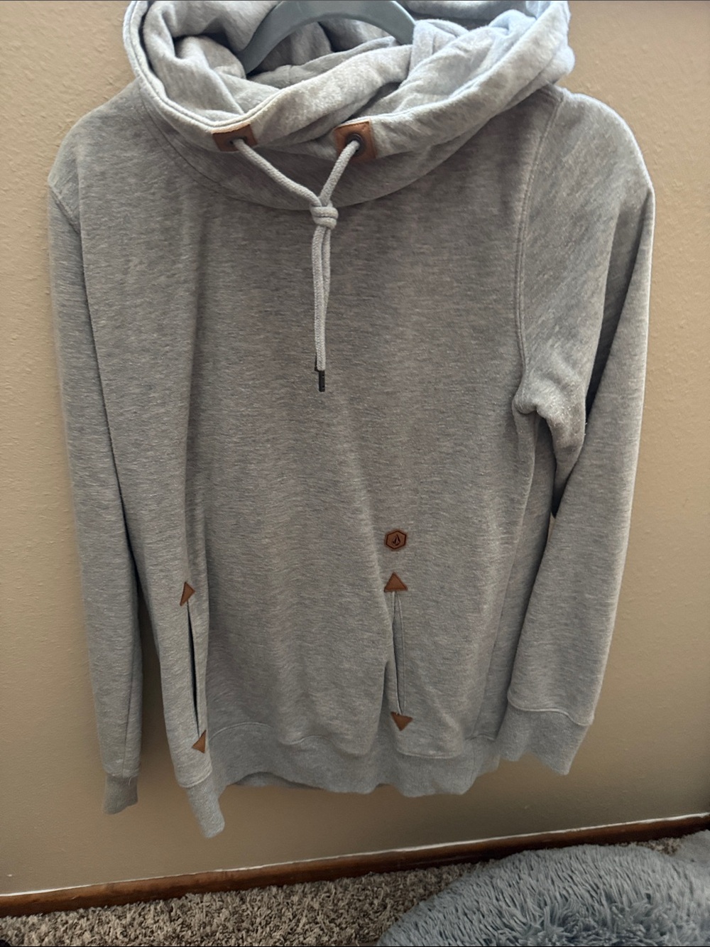 Volcom Light Gray Cowl Neck Pullover Hoodie